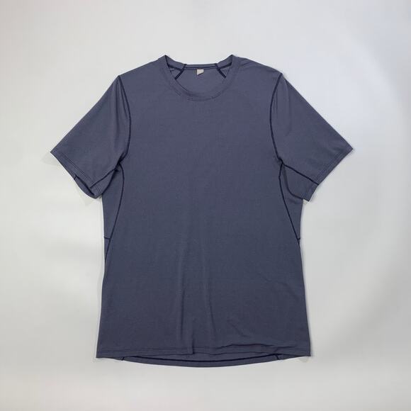 Lululemon Shirt Mens Medium Nautical All Terrain Short Sleeve Reflective Vented - Picture 2 of 10